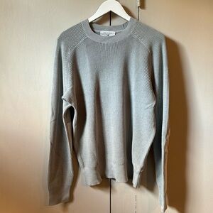 NWT Rag & Bone Gray Dexter Mixed Media Cotton Crew Sweater Large